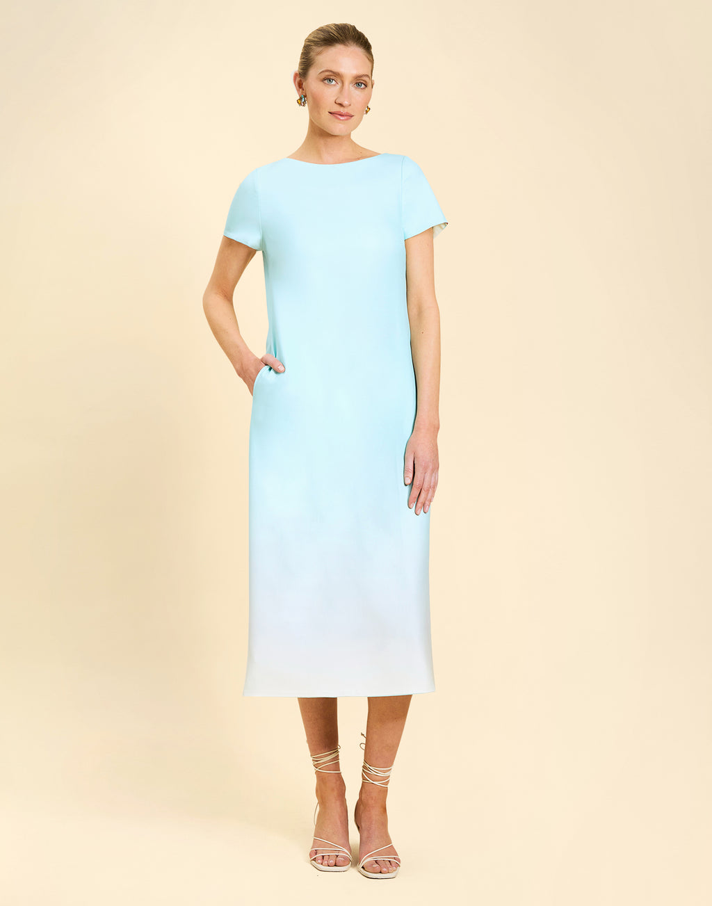 knee length dresses for ladies Hampton Convertible Midi Dress- Quatrefoil Blue – Just the Thing main image 1