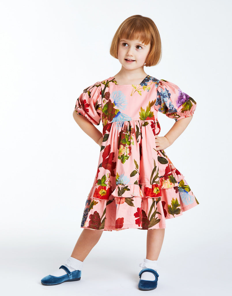 Pink Chicken x Mestiza Little Girl's Clementine Mini Dress 5Y / Pink Midnight Garden