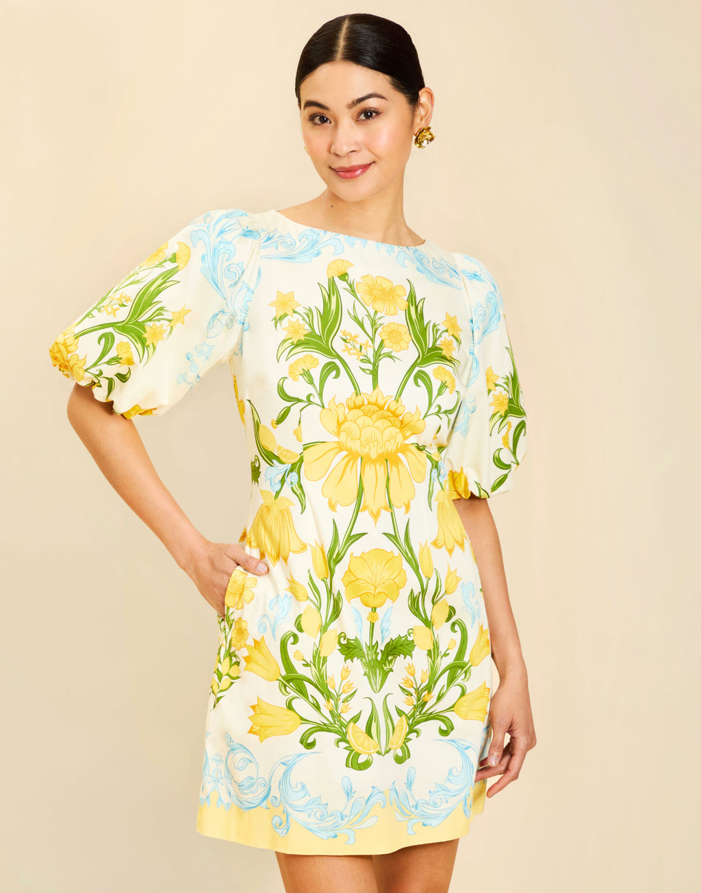 mestiza mini dress Donovan 8 / Lemon Verbena Amarra 89502 Prom Dress Size:16/16.5 32-33 Standard flattering princess seams