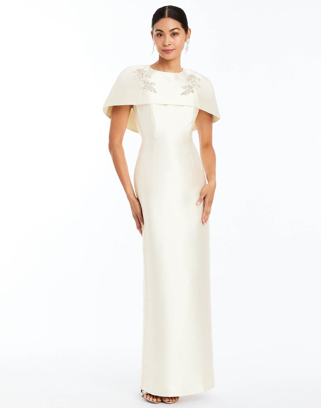 Eve Convertible Cape Gown 6 / Ivory Silk Twill Eve Convertible Cape Gown 6 / Ivory Silk Twill