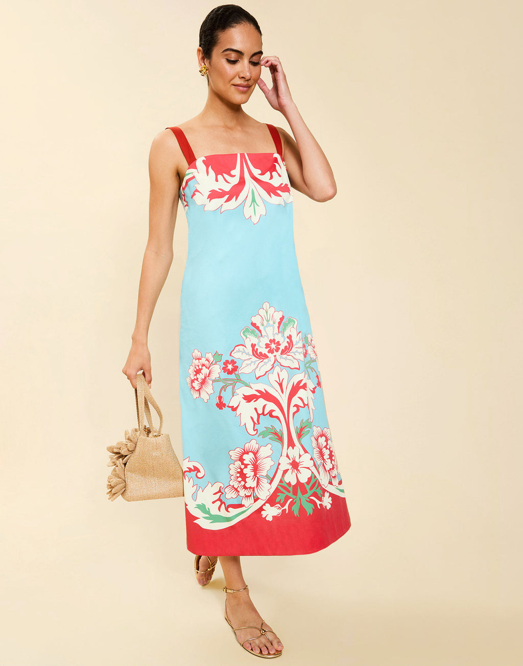 Galena Tea Length Dress L / La Botanica Blue