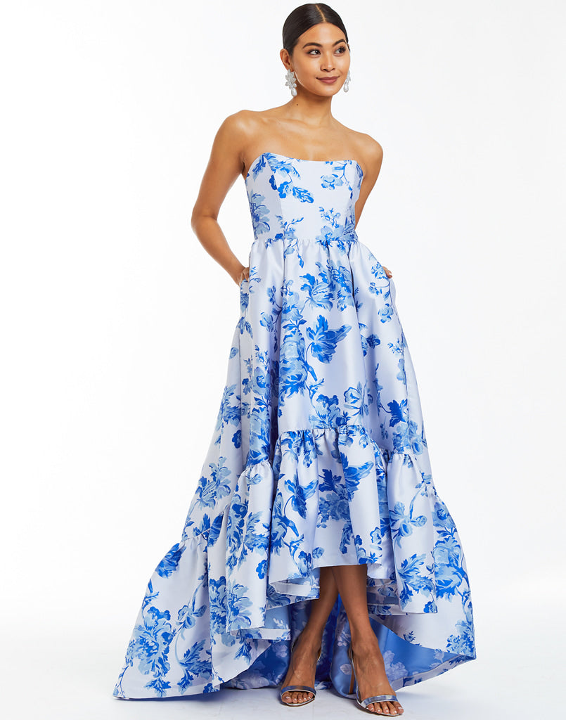 Strapless high low maxi evening dress Clearance