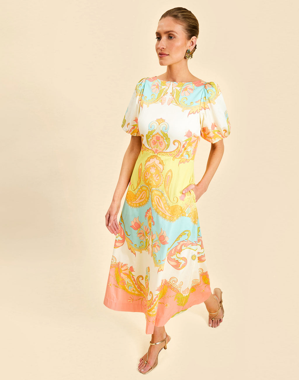 pippa midi dress 2 / Venetian Paisley soaked days and easy Homecoming Dresses Hagerstown Maryland Size for girl:4 years group-saltwater-solids-sarah-vanilla-color-vanilla-van