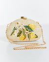 Rafe New York x Mestiza collaboration. Dome clutch with lemon embroidered