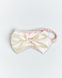 pink sleep mask with oversized ivory bow