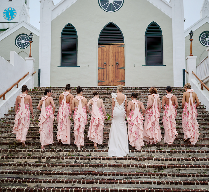 Bridesmaids in Bloom: A Pink Wisteria Wedding in Bermuda with Laura Moore Orlando