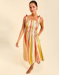 Anais Pintuck Midi Dress
