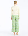 Back - Antonella Pants in Trellis Verte is a printed straight-leg pants with decorative buttons and side zip.