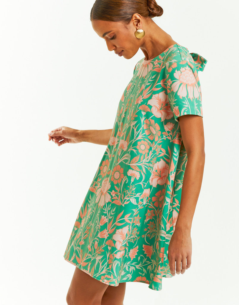 Shop Tie front floral print crepe shift dress