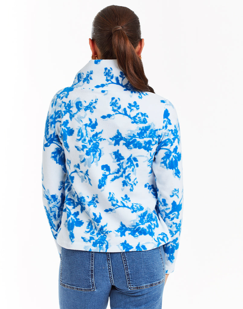 Dudley Stephens x Mestiza blue and white floral print fleece turtleneck 