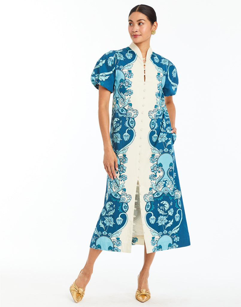 Elliana Printed Barong Midi Dress
