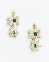 Emerald Blossom Drop Earrings