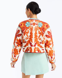 Back - Este Quilted Jacket in Calypso Waltz is a reversible quilted cotton jacket with piping and patch pockets.