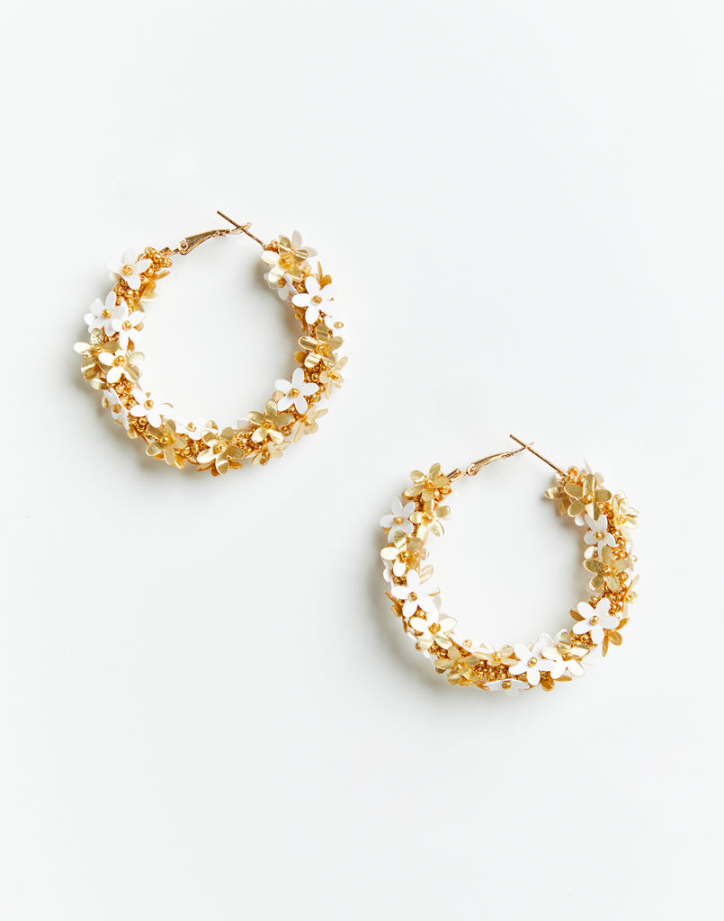 evening fashion floral hoop earrings