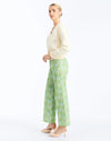 Side - Antonella Pants in Trellis Verte is a printed straight-leg pants with decorative buttons and side zip.