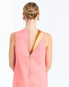Back - Fiona Mini Dress in Fresco Pink is a reversible cotton poplin shift mini with pockets.