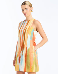 Side - Fiona Mini Dress in Fresco Pink is a reversible cotton poplin shift mini with pockets.