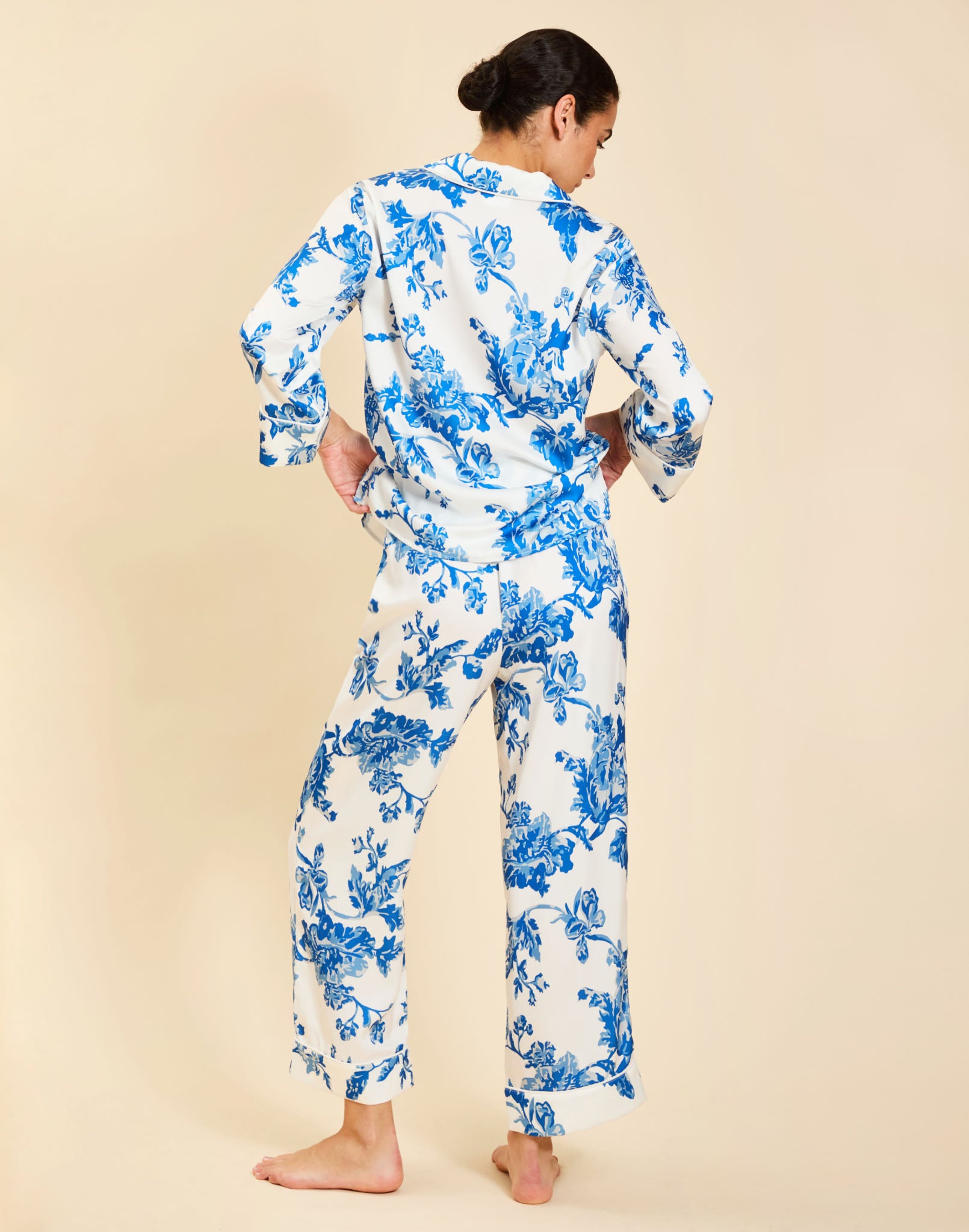 blue and white pajama set