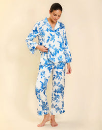 blue and white pajama set