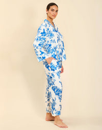blue and white pajama set
