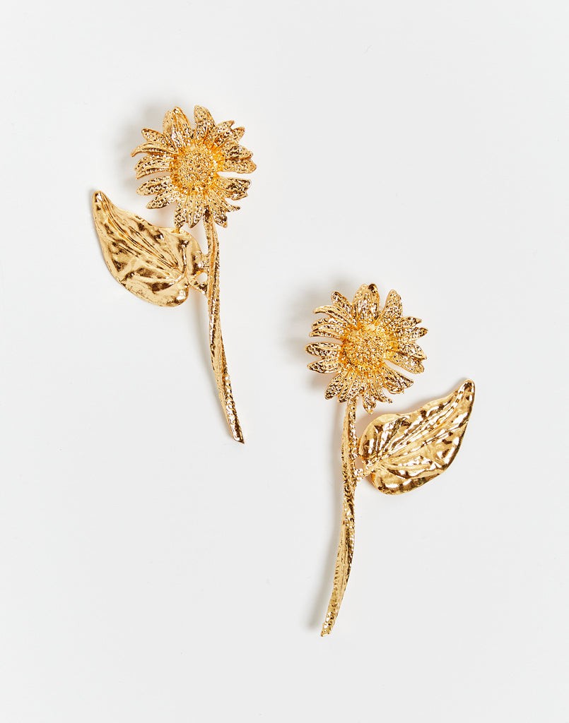 gilded sunflower earrings with post