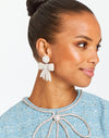 Glitzy Bow Pearl Earrings