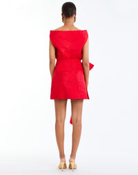 Taza Draped Top in Rose Red back – cocktail top with convertible draped cowl neckline, fitted bodice, and full lining by Mestiza New York.
