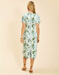 Hampton Convertible Midi Dress in Quatrefoil Blue cotton poplin with reversible floral and solid sides, A-line silhouette, and side pockets.