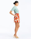 side - Mallory Mini Skirt in Rossa Waltz is an A-line printed mini skirt with waistband and pockets