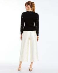 Phoebe Embellished Sweater in Beaded Black back – knit sweater with beaded collar, sleeves, and front bodice by Mestiza New York.