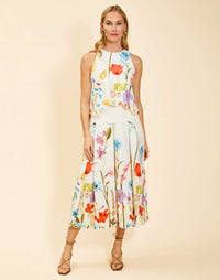 Prism Scallop Tank Top in Garden Muse cotton poplin with racerback silhouette, embroidered scalloped hem, and crew neckline.