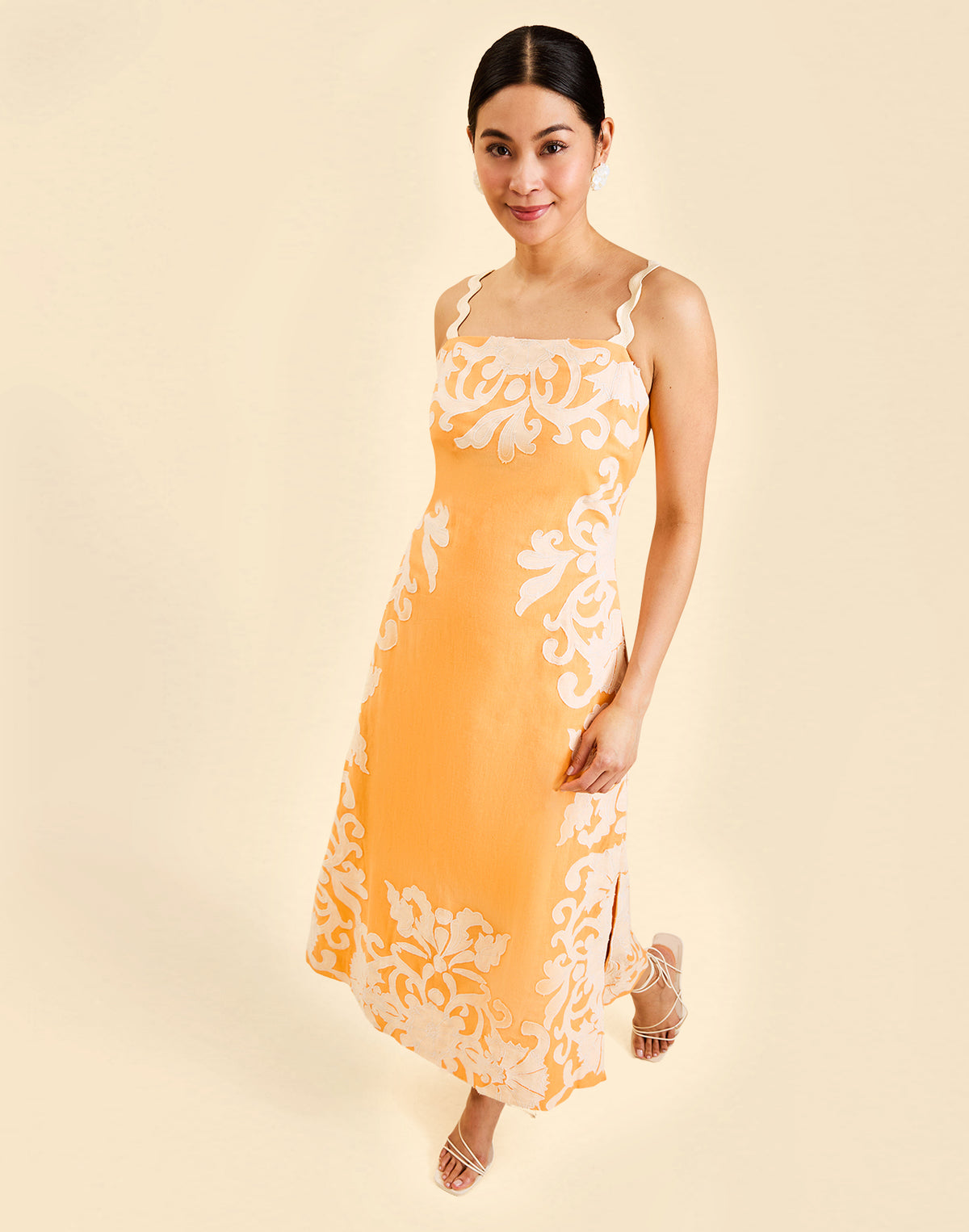 Sammy Embroidered Midi Dress 4 / Blushed Citrus Sammy Embroidered Midi Dress 4 / Blushed Citrus