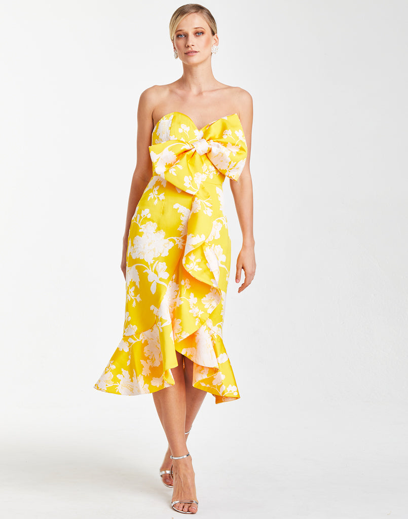 fitted strapless floral dress