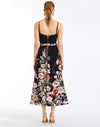 Tropez Convertible™ Midi Dress in Twilight Florals back – reversible fit-and-flare cocktail midi dress with straight-across neckline, adjustable straps, and full separating zipper by Mestiza New York.