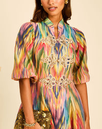 Pre-Order - Valencia Frog Knot Mini Dress