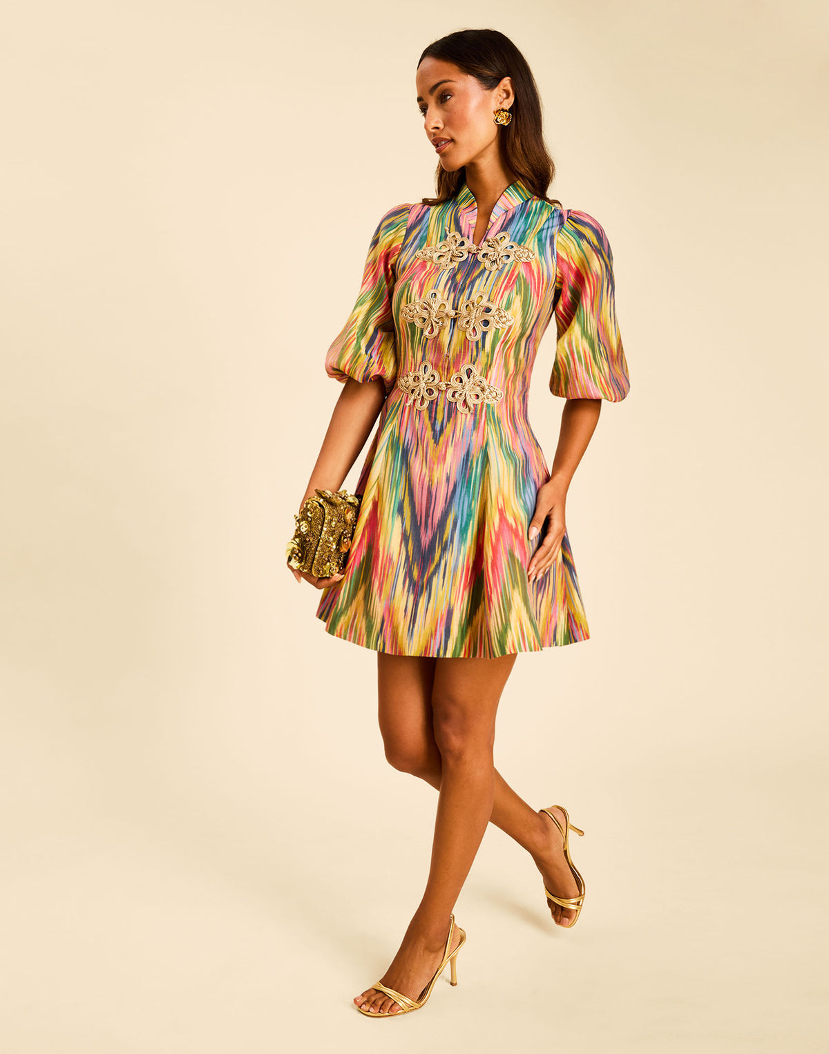 Pre-Order - Valencia Frog Knot Mini Dress