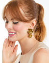 Preston Convertible™ Earring in Antique Gold side – gold-plated convertible flower earrings with removable drop jacket and steel post backing by Mestiza New York.
