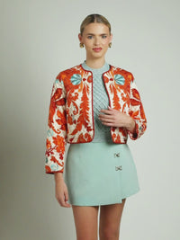 Video - Este Quilted Jacket in Calypso Waltz is a reversible quilted cotton jacket with piping and patch pockets.