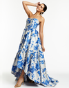 Strapless Blue/White Chinoiserie Jacquard Gown