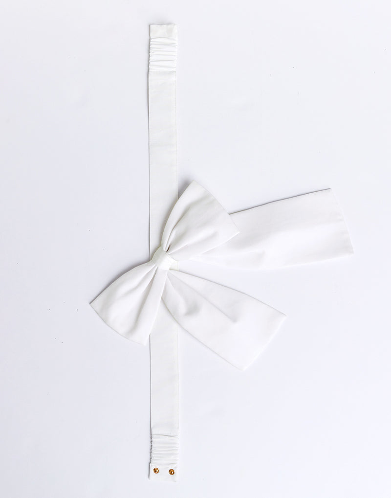 Faille belt with structured bow 