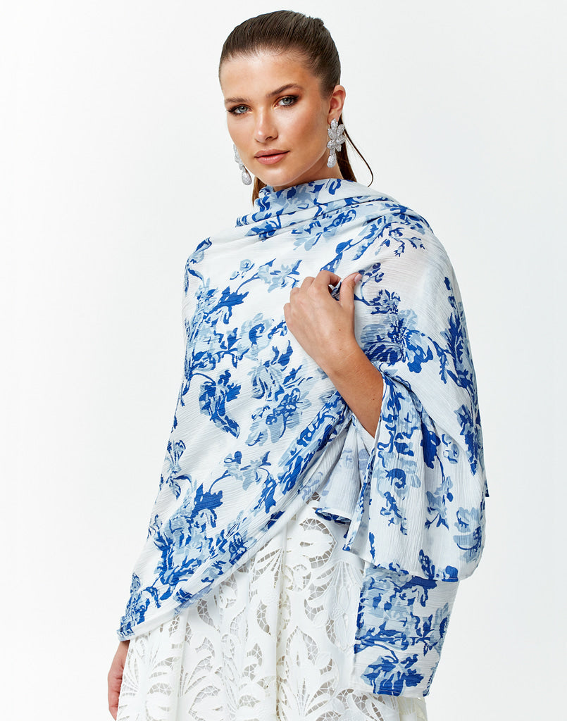 blue and white floral sarong