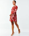 Retro print Crew neckline mini dress crafted in printed stretch crepe