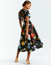 Daytime dress with bold floral print