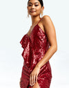 Sleeveless midi slip dress in sequin and satin back crepe