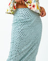 Floral sequined pencil skirt in light blue