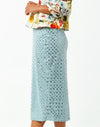 Floral sequined pencil skirt in light blue