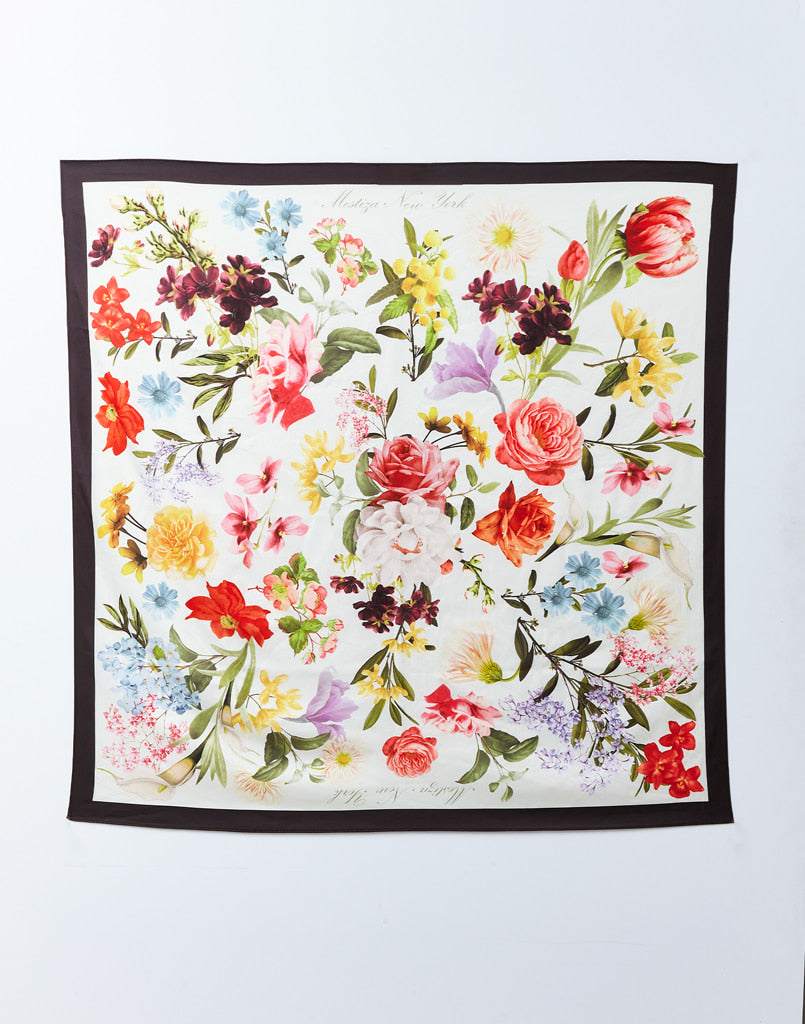 Bold floral print silk scarf
