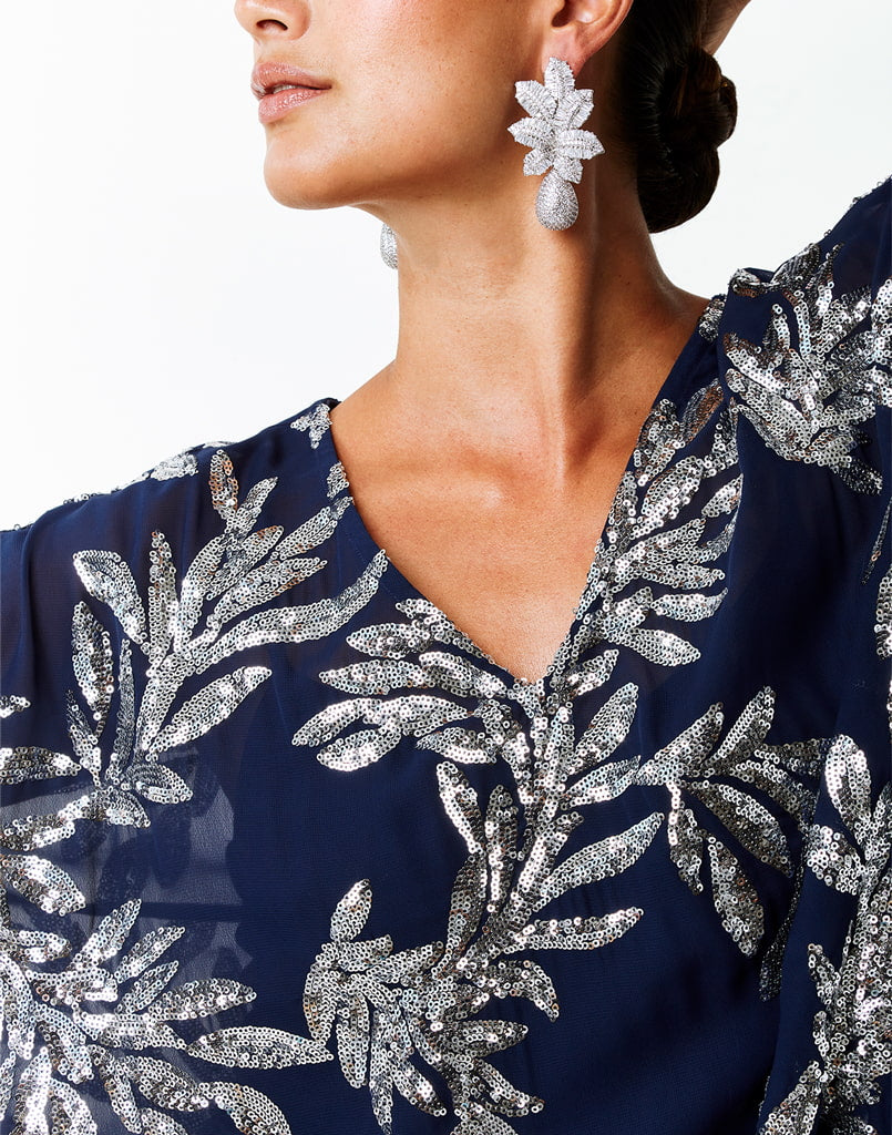 Silver sequined caftan 
